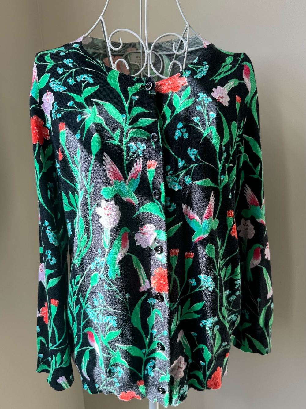 Kate Spade Jardin cardigan black green Size L
